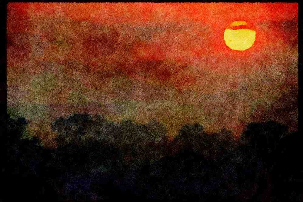 Sunrise Sunset Sky 001060 Sloping Sunset In Thailand A4 Limited Edition Watercolour Print