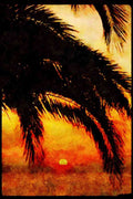 Sunrise Sunset Sky 001061 Palm Tree Framing Sunset A4 Limited Edition Watercolour Print