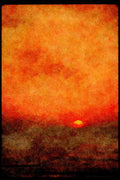 Sunrise Sunset Sky 001063 Striped Sun, Clear Sky Over Sea A4 Limited Edition Watercolour Print