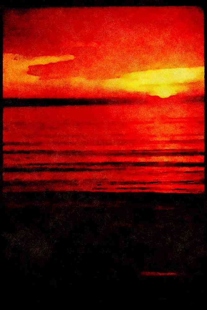 Sunrise Sunset Sky 001065 Sun Over Sea, Reflection On Clouds A4 Limited Edition Watercolour Print