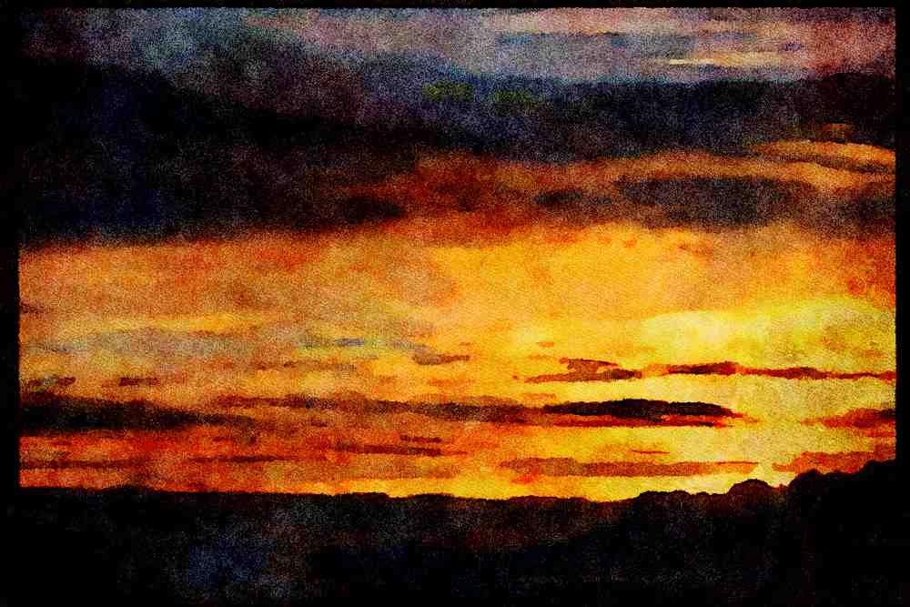 Sunrise Sunset Sky 001069 Rayed Sunset At Altitude A4 Limited Edition Watercolour Print