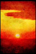 Sunrise Sunset Sky 001076 Sun Low, Clouds Framing Above A4 Limited Edition Watercolour Print
