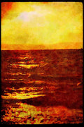Sunrise Sunset Sky 001083 Yellow Sunset Over Bay A4 Limited Edition Watercolour Print