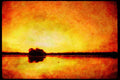 Sunrise Sunset Sky 001084 Sundown Over Calm Water With Island A4 Limited Edition Watercolour Print