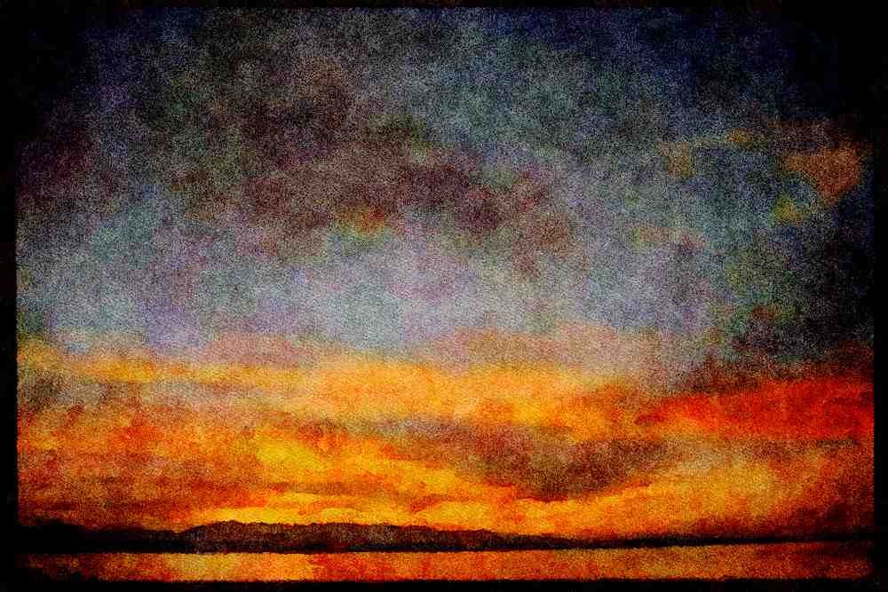 Sunrise Sunset Sky 001090 Orange Clouds, Blue Sky A4 Limited Edition Watercolour Print
