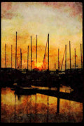 Sunrise Sunset Sky 001092 Sunset Through Masts At Marina A4 Limited Edition Watercolour Print