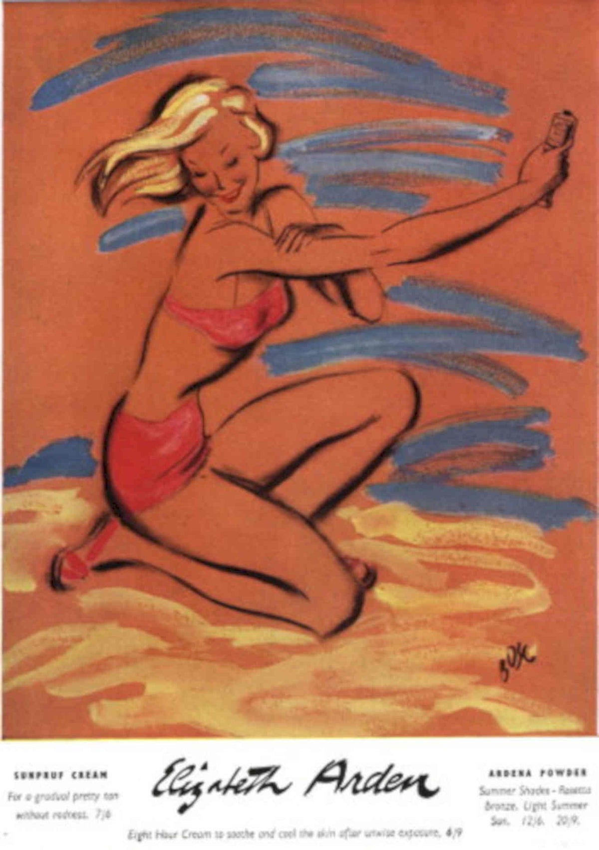 Sunscreen Arden Beach 1940s Vintage Retro Advert Poster