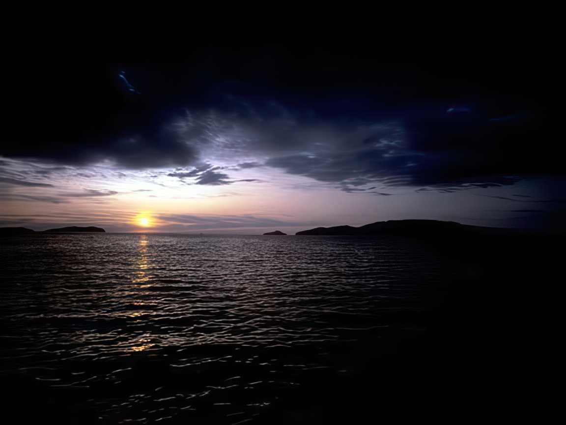 Sunset Ocean Islands A4 Photo Print