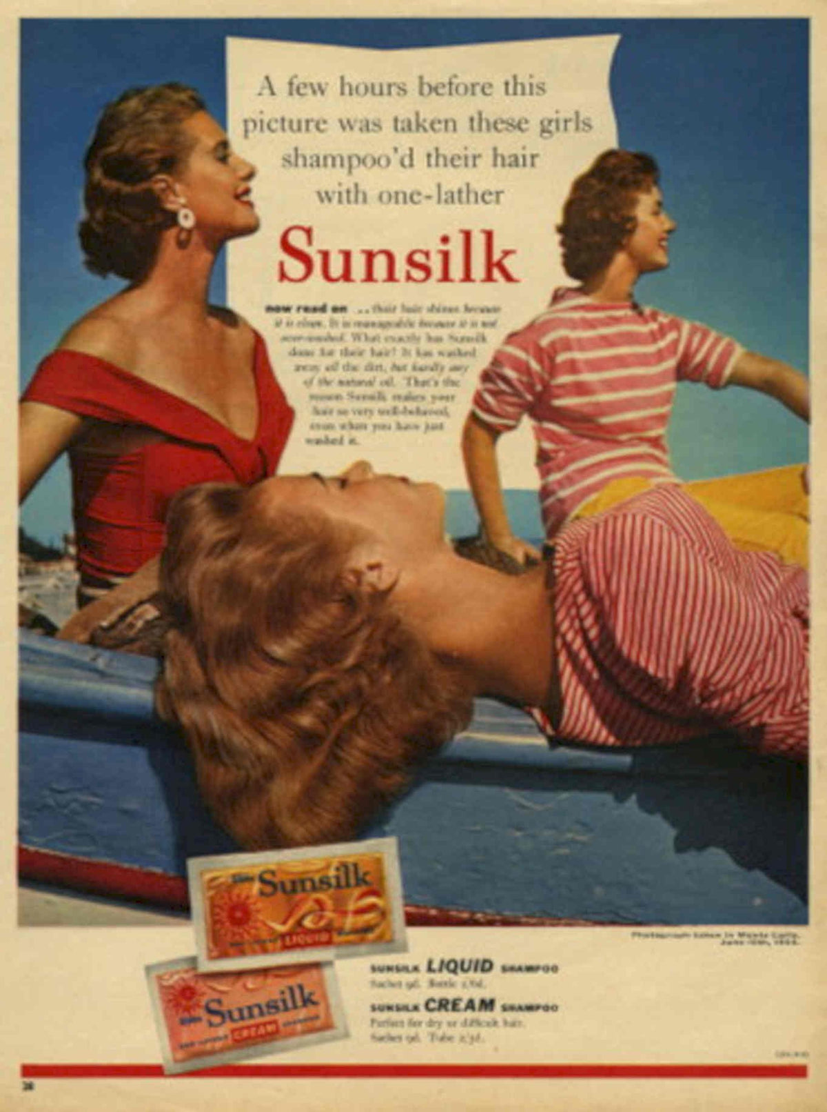 Sunsilk Pool Women 1950s Vintage Retro Advert Poster