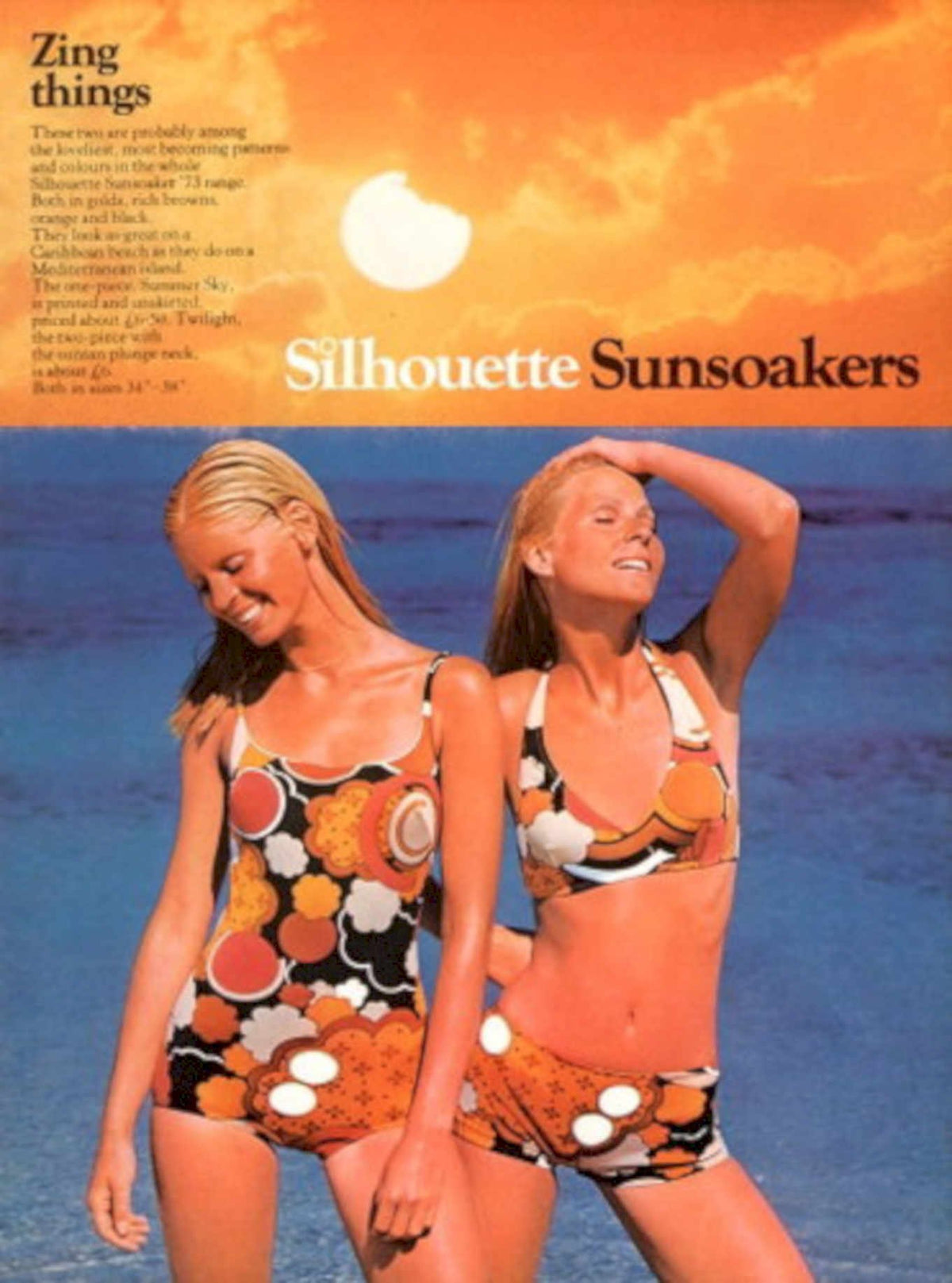 Sunsoakers Silhouette Swimsuit 1970s Vintage Retro Advert