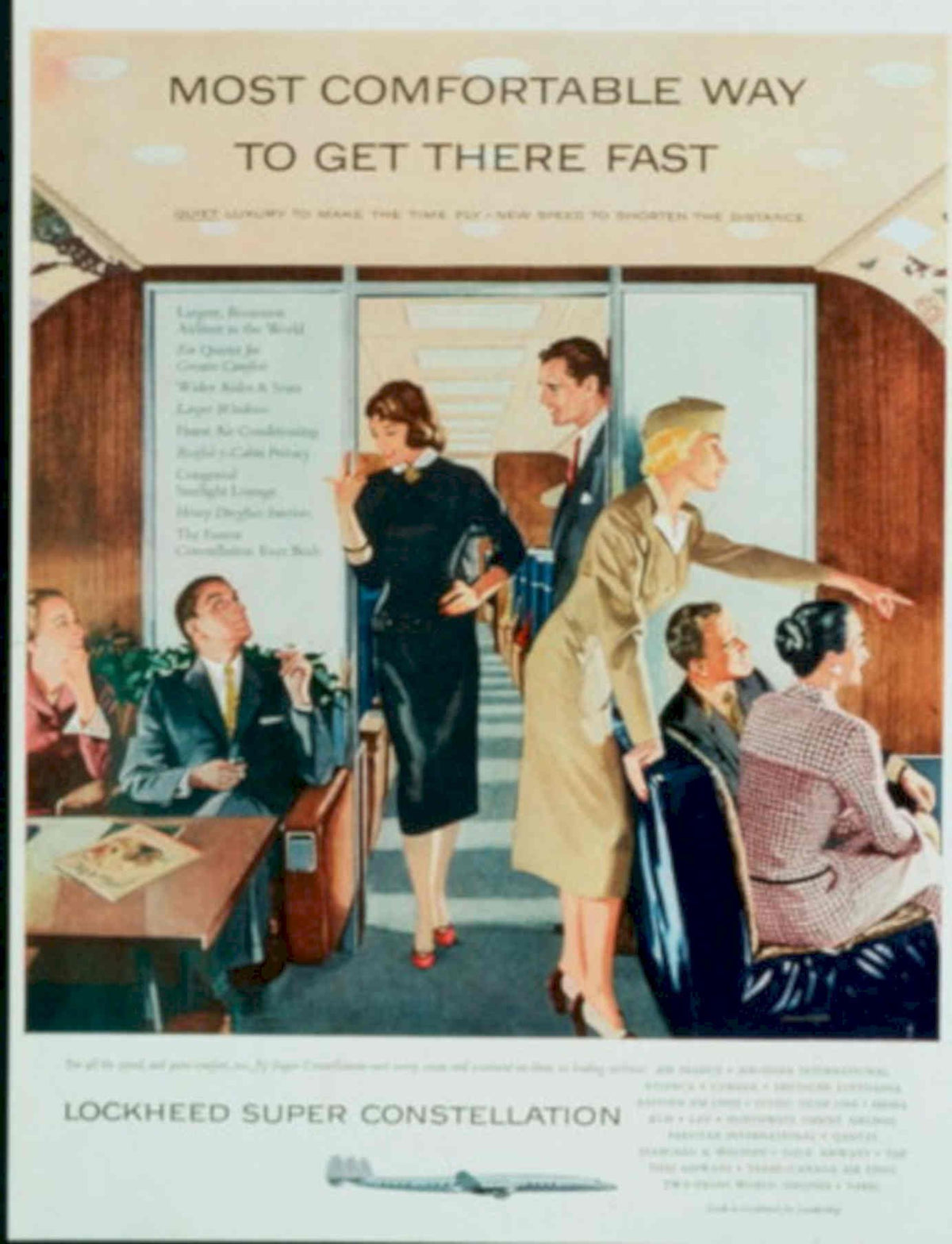 Super Constellation Cabin 1950s Vintage Retro Advert Poster