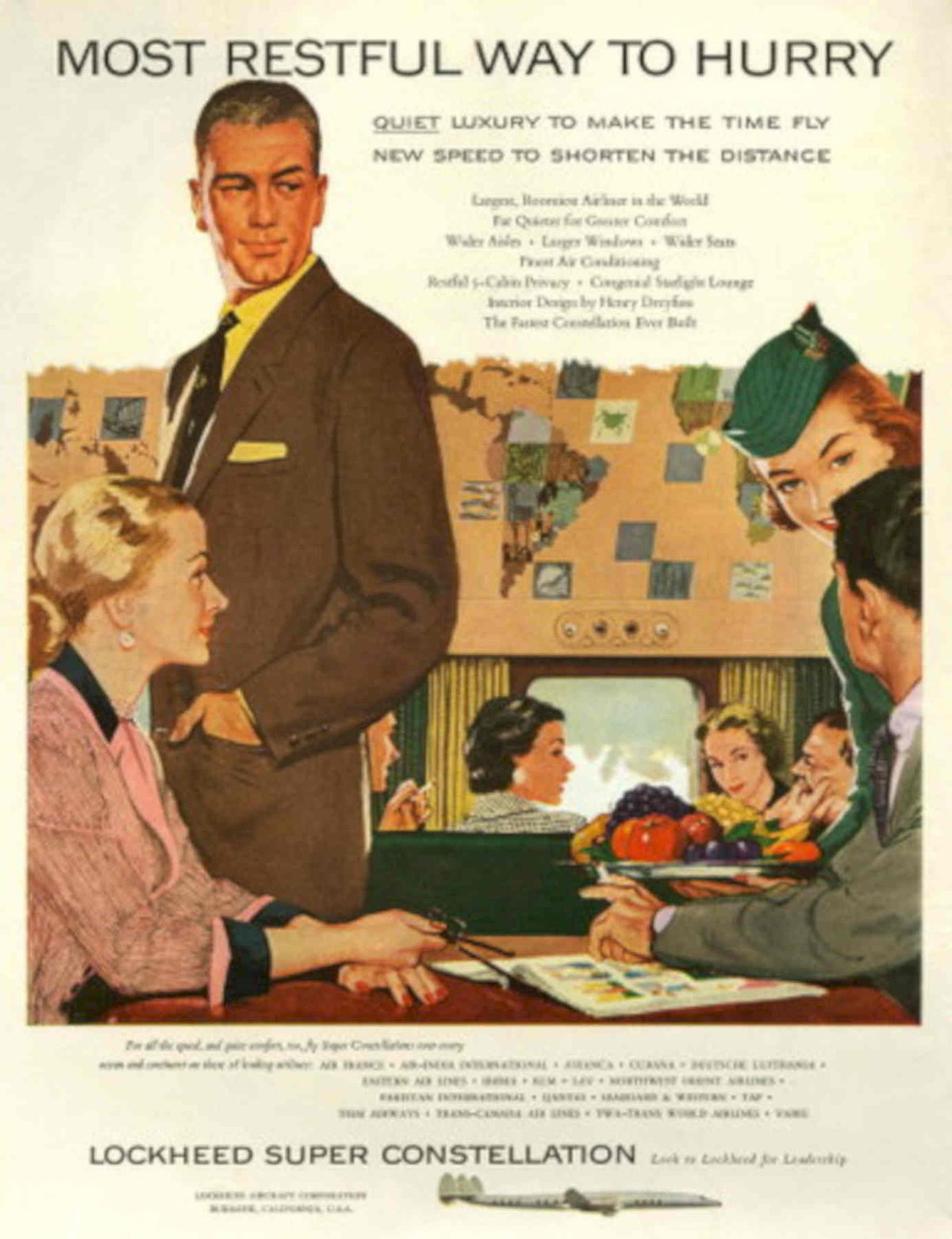 Super Constellation Travel 1950s Vintage Retro Advert Poster