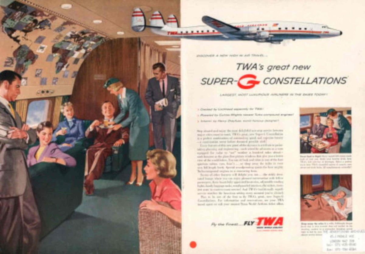 Super G Constellations 1940s Vintage Retro Advert Poster