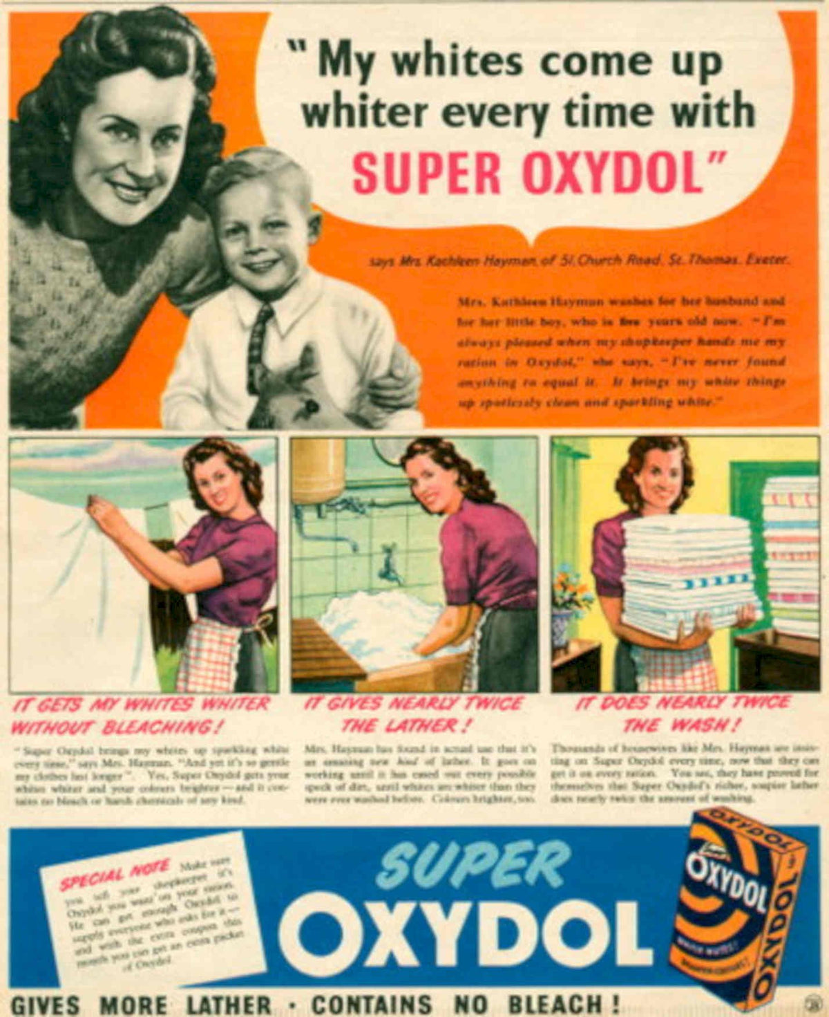 Super Oxdol Whites 1940s Vintage Retro Advert Poster