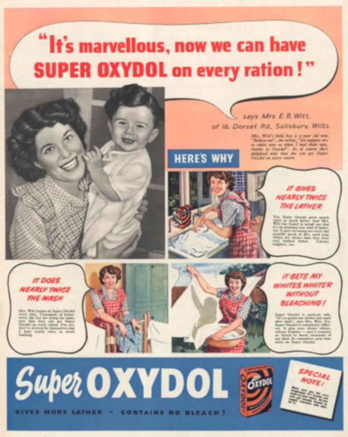 Super Oxydol Family 1940s Vintage Retro Advert Poster