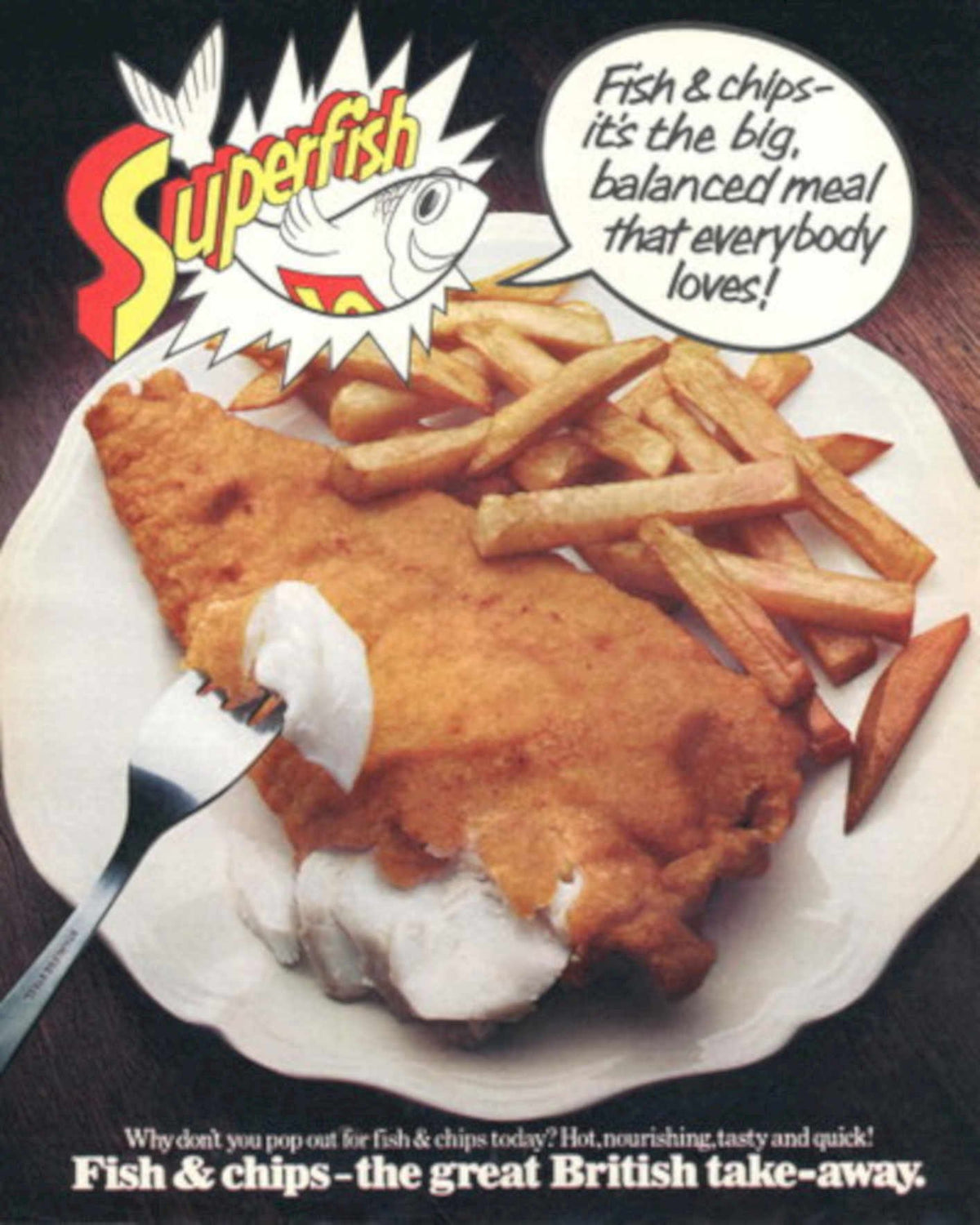 Superfish Fish Chips 1970s Vintage Retro Advert