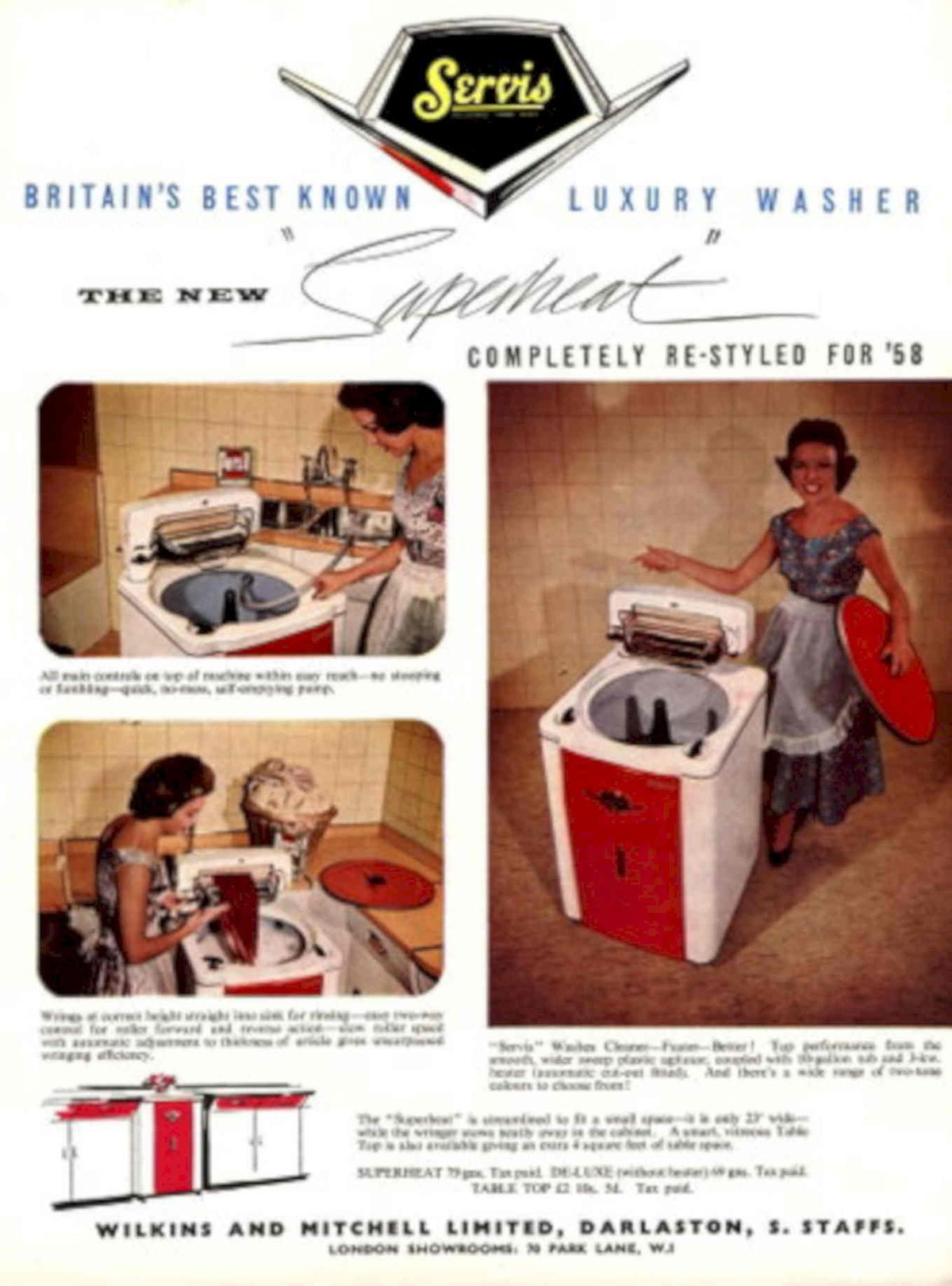 Superheat Washing Machine 1950s Vintage Retro Advert Poster