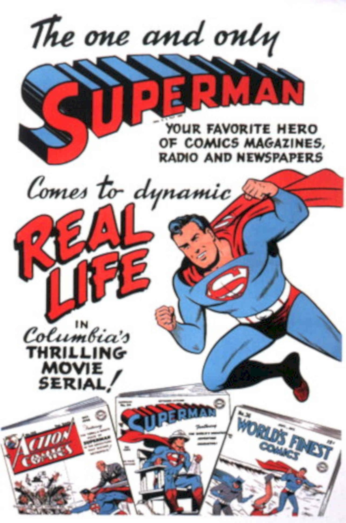 Superman Real Life 1940s Vintage Retro Advert Poster