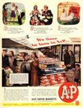 Supermarket Scene Chicken 1950s Vintage Retro Advert Poster