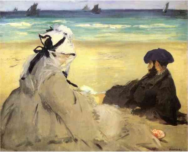 Sur la plage 1873 by Manet Impressionism A4 Photo Print
