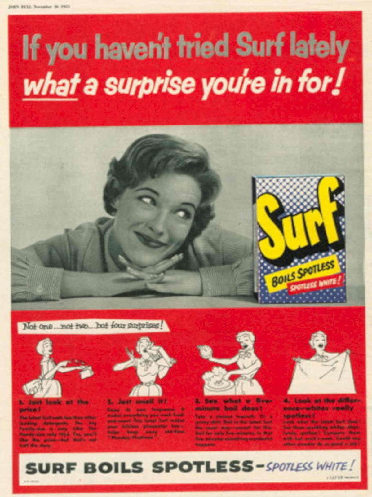 Surf Boils Woman 1950s Vintage Retro Advert Poster