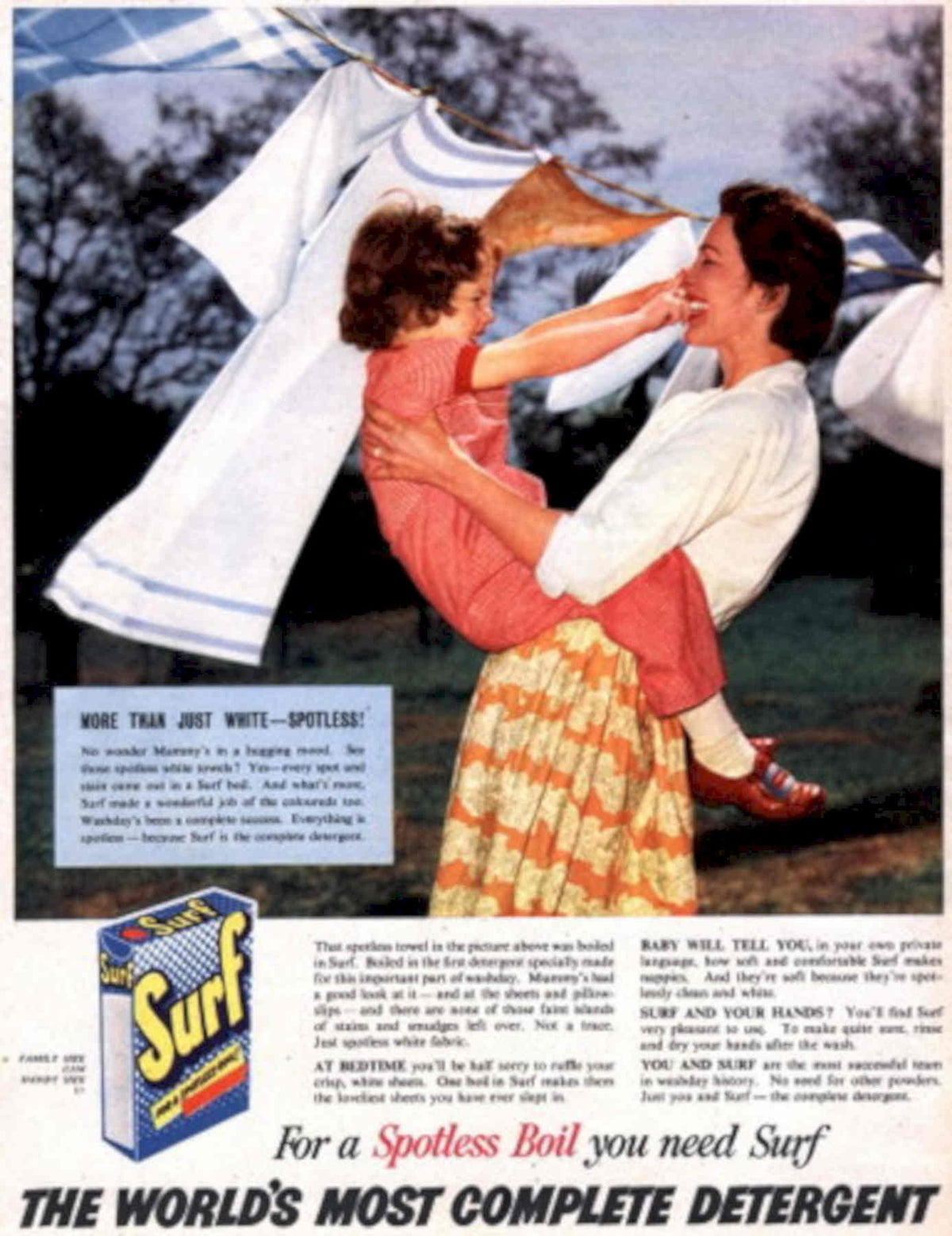 Surf Laundry Clean 1950s Vintage Retro Advert Poster