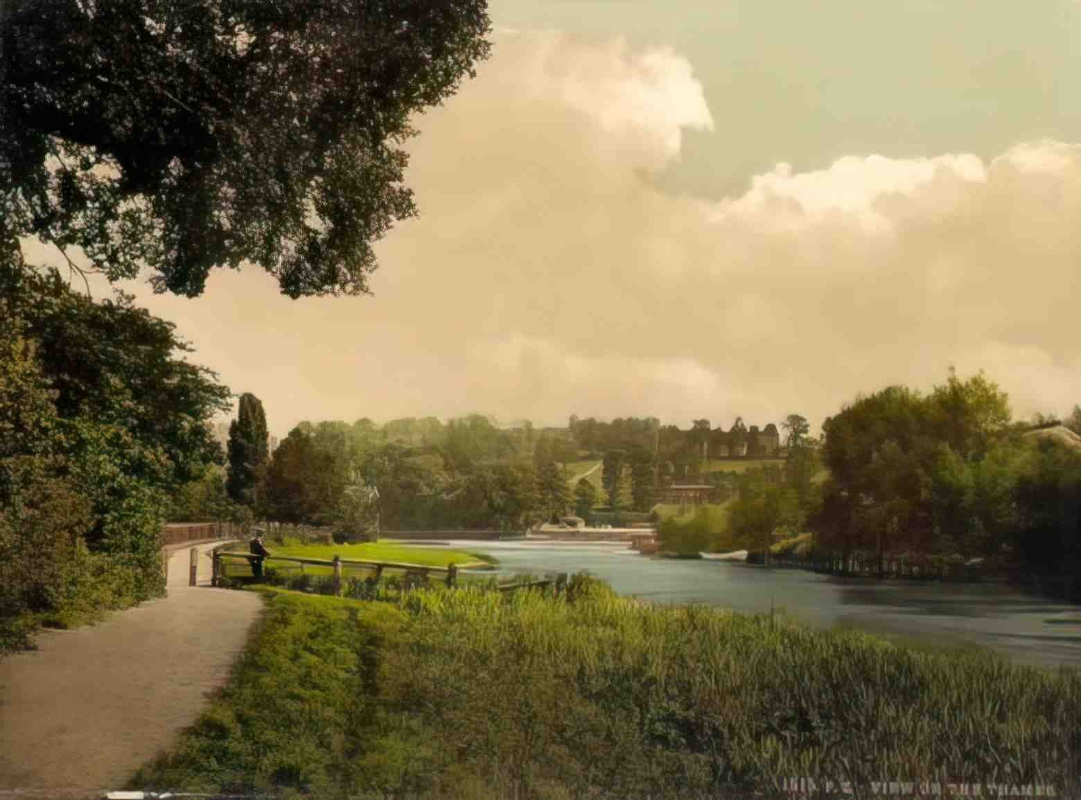Surrey Richmond upon Thames View on the Thames Vintage A4 Photo Print