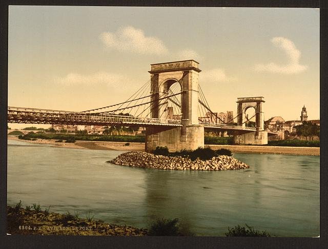 Suspension bridge over the Rhone Avignon Provence Vintage A4 Photo Print