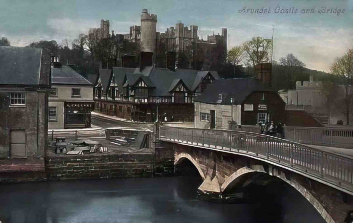 Sussex Arundel Castle and Bridge 1900s Vintage A4 Photo Print