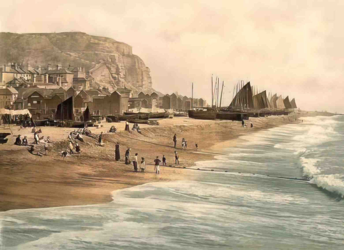 Sussex Hastings East Cliff Vintage A4 Photo Print