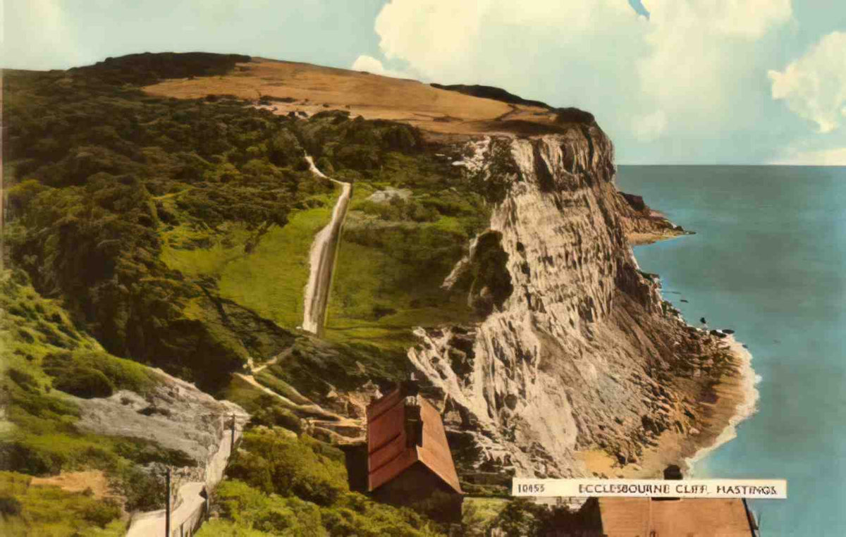 Sussex Hastings Ecclesbourne Cliff Vintage A4 Photo Print