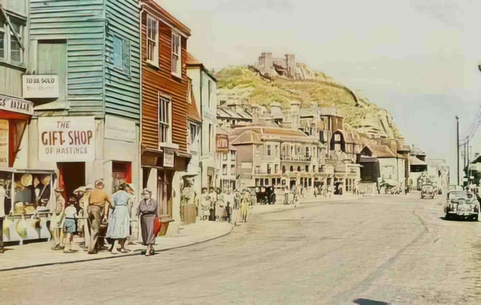 Sussex Hastings Sea Front Shops Vintage A4 Photo Print