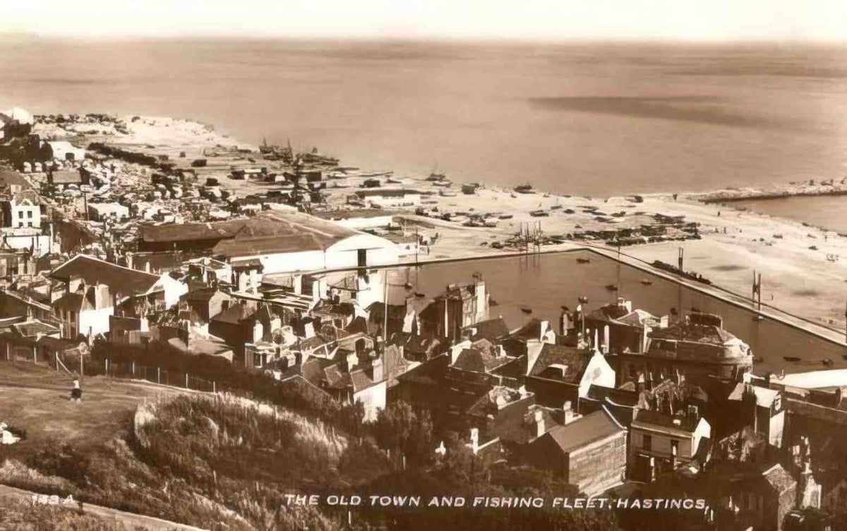 Sussex Hastings The Old Town and Fishing Fleet Vintage A4 Photo Print