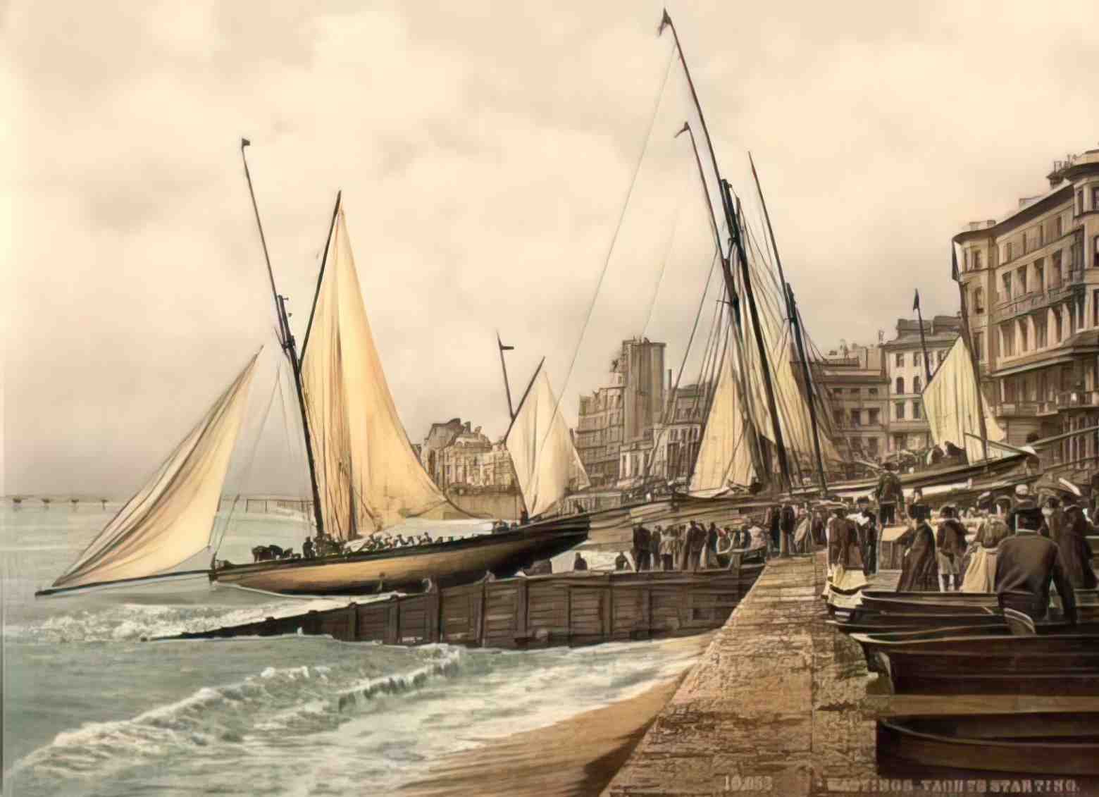 Sussex Hastings Yachts Launching Vintage A4 Photo Print