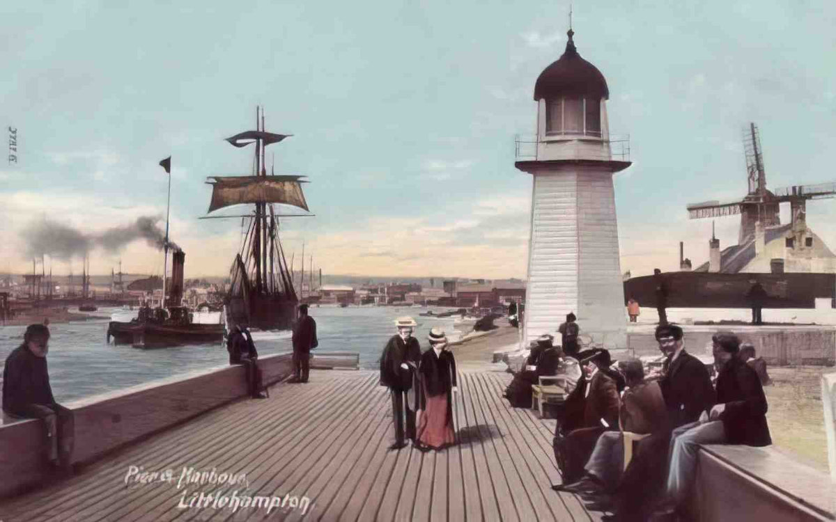 Sussex Littlehampton Pier and Harbour 1910s Vintage A4 Photo Print
