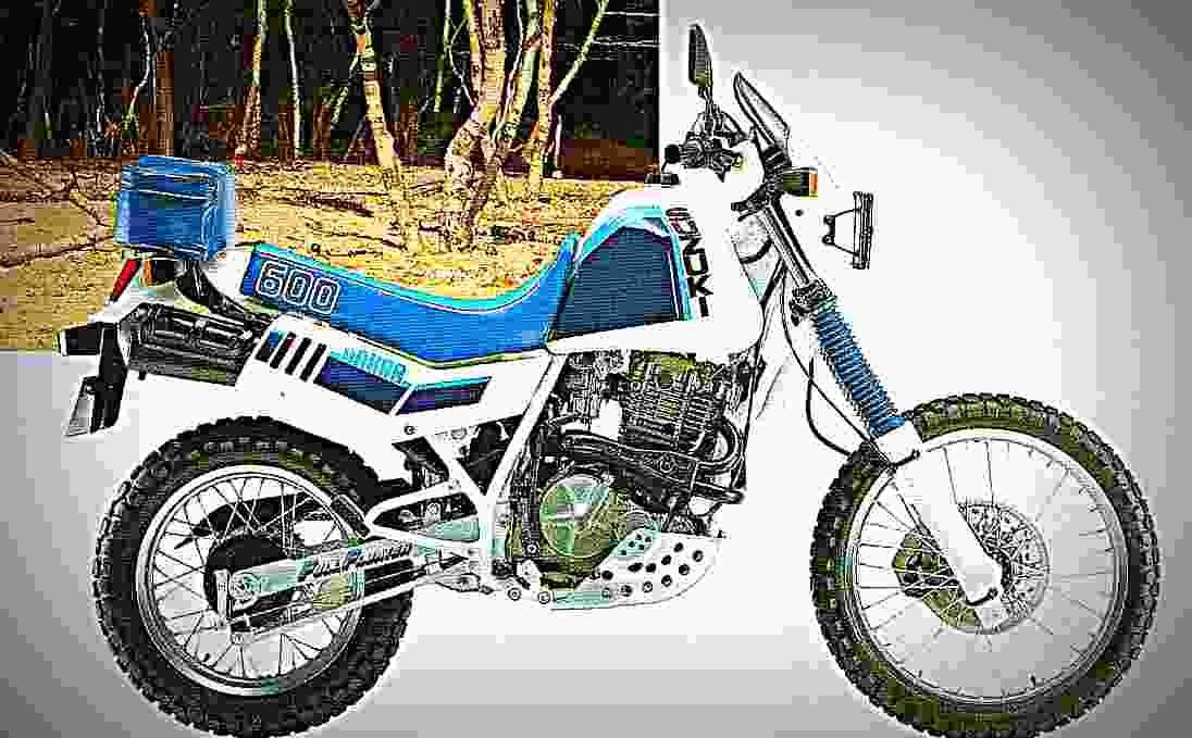 Suzuki DR 600 S 1986 3 motorbike A4 Photo Print
