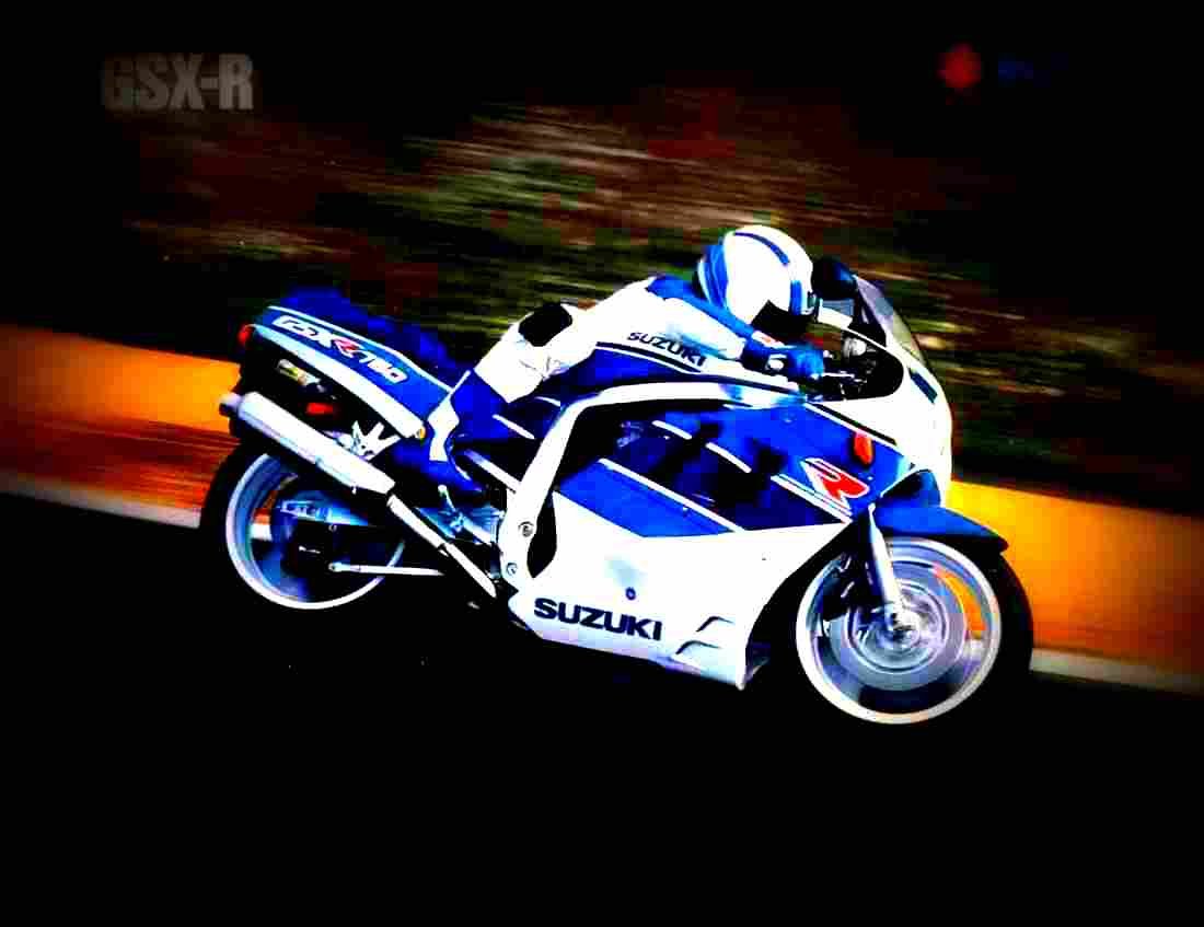 Suzuki GSX R 1100 (reduced effect) 1988 3 motorbike A4 Photo Print