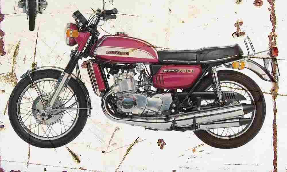 Suzuki GT750 1971 Aged Vintage A4 Photo Print