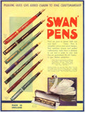 Swan Pens Vintage 1930s Vintage Retro Advert Poster