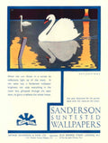 Swan Reflections Sanderson 1930s Vintage Retro Advert Poster