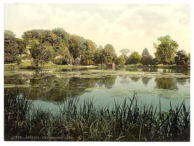 Swanbourne Lake Arundel Castle Vintage A4 Photo Print