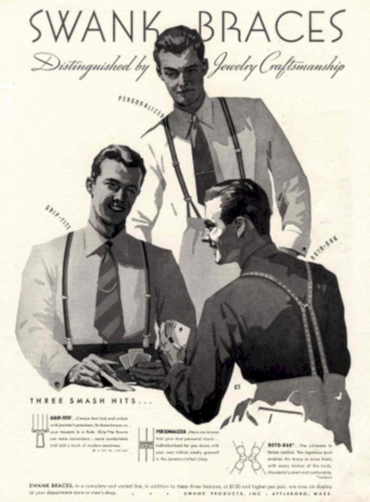 Swank Braces Cards 1950s Vintage Retro Advert Poster
