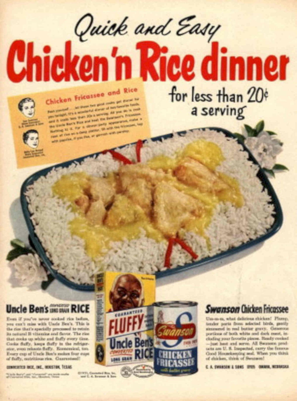 Swanson Rice Fricassee 1940s Vintage Retro Advert Poster