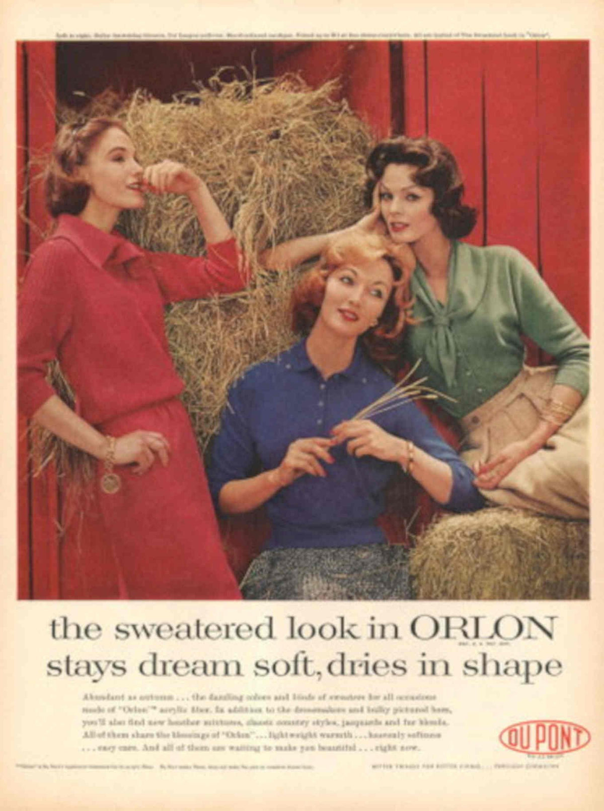 Sweatered Look Orlon 1950s Vintage Retro Advert Poster