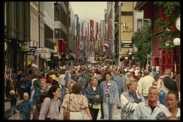 Sweden 201033 Crowded Drottninggatan Pedestrian Street, Central Stockholm A4 Photo Print