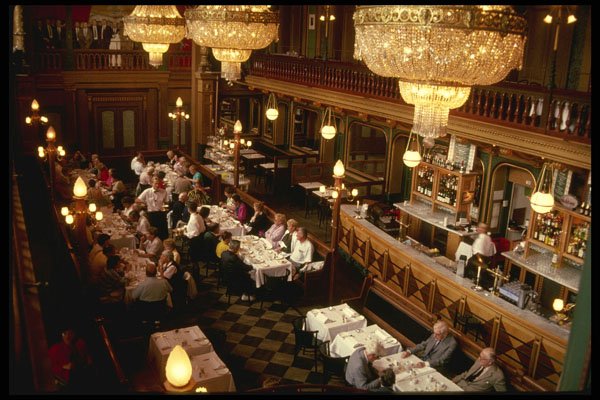 Sweden 201037 Patrons Dine Beneath Chandeliers At Bern's Restaurant A4 Photo Print