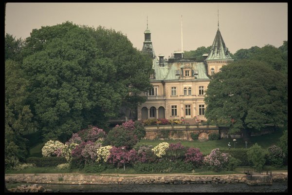Sweden 201041 Classic Mansion Along Stockholm's Park like Waterfront A4 Photo Print