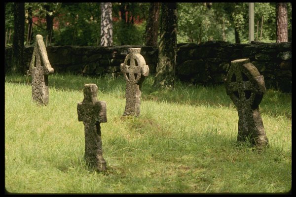 Sweden 201065 Graveyard With Ancient Celtic Crosses, Skansen Museum A4 Photo Print