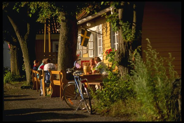 Sweden 201082 A Sidewalk Cafe In The Old Quarter Of Kalmar, Smaland A4 Photo Print