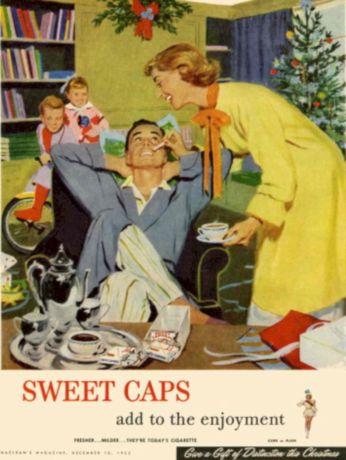 Sweet Caps Christmas 1950s Vintage Retro Advert Poster